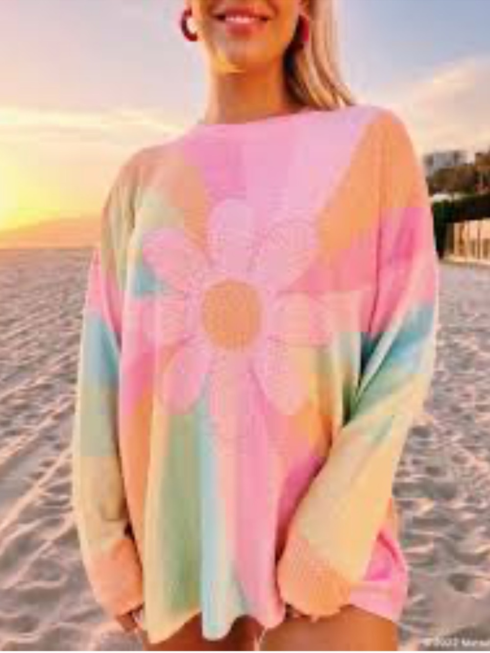 Show Me Your MuMu  Pastel Daisy Crewneck Sweater - Pink, Peach, Blue, Green